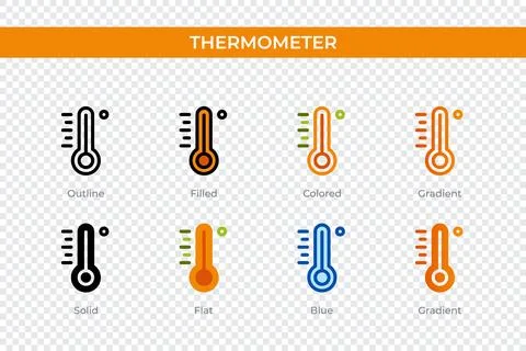 Thermometer icon in different style. thermometer vector icons designed in o.. Stock Illustration