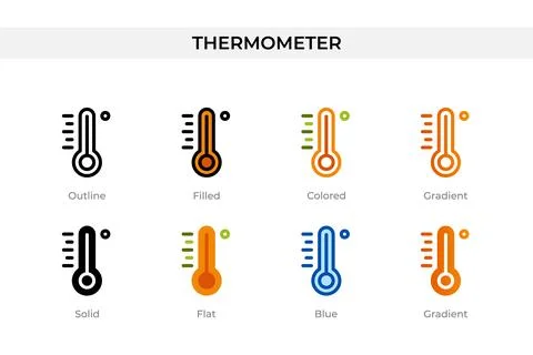 Thermometer icon in different style. thermometer vector icons designed in o.. Stock Illustration