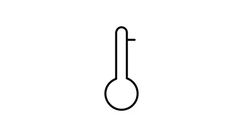 Thermometer icon displayed on a black background, symbolizing temperature m.. Stock Footage 332913406