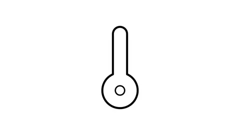 Thermometer icon displayed on a black background, symbolizing temperature m.. Stock Footage 332986291