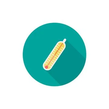 Thermometer icon on a flat style with long shadow illustration Stock Illustration