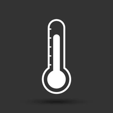 Thermometer icon. Goal flat vector illustration isolated on black background. Stock Illustration