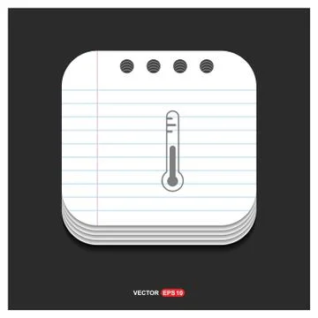 Thermometer Icon Gray icon on Notepad Style template Vector EPS 10 Free Icon Stock Illustration
