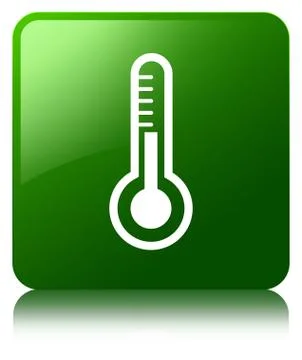 Thermometer icon green square button Stock Illustration