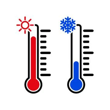 The thermometer icon. High and Low temperature Stock Illustration
