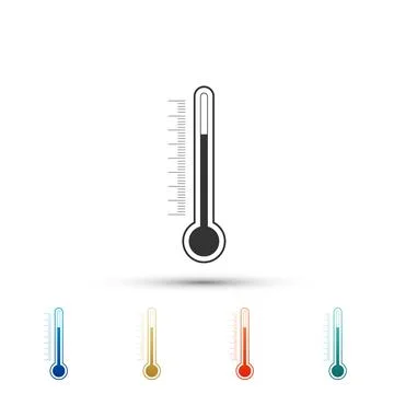 Thermometer icon isolated on white background. Set elements in colored icons Ilustración de archivo