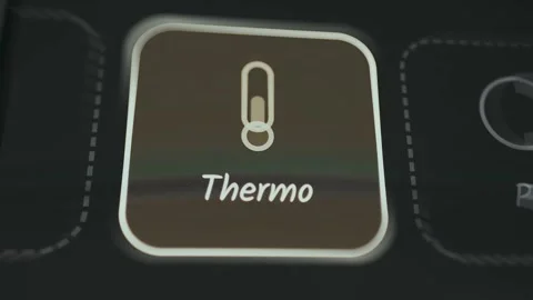 Thermometer icon labeled Thermo for temperature monitoring Stock Footage 335897636