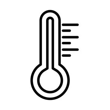 Thermometer icon linear logo mark in black and white Stock Illustration