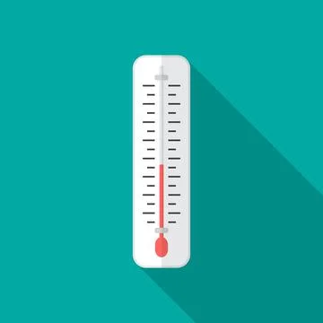 Thermometer icon with long shadow. Flat design style. Stock Illustration