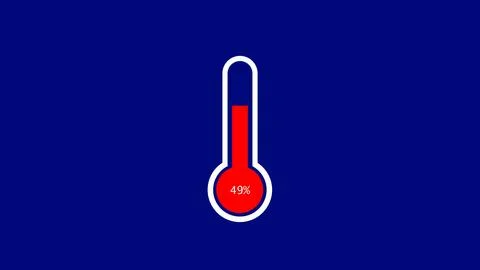 Thermometer icon with red liquid level showing forty nine percent progress .. Stock Illustration