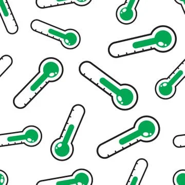 Thermometer icon seamless pattern background. Business flat vector illustrati Stock Illustration