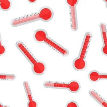Thermometer icon seamless pattern background. Business flat vector illustrati Stock Illustration