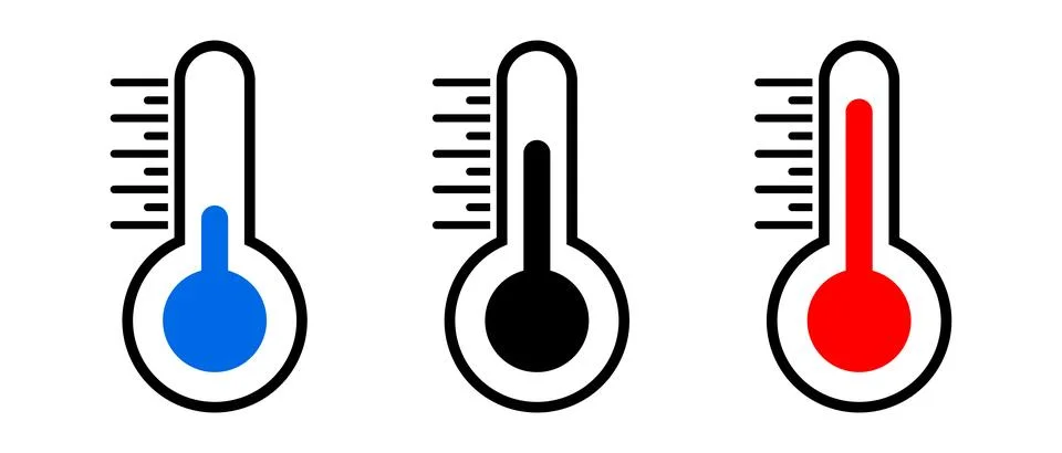 Thermometer icon set for different temperatures. Vector. Stock Illustration