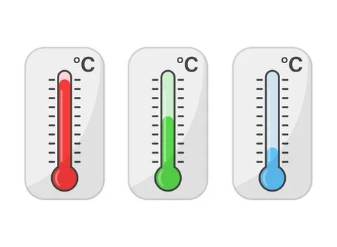 Thermometer icon set in flat style. Climate control vector illustration on .. Stock Illustration