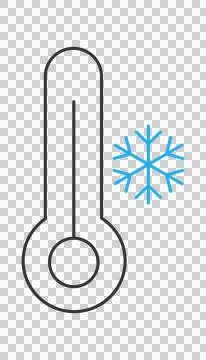 Thermometer icon with snowflake symbol representing cold weather . Stock Illustration