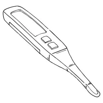 Thermometer icon. Vector illustration of electronic thermometer. Hand drawn m Stock Illustration