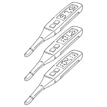 Thermometer icon. Vector illustration of electronic thermometer. Hand drawn m Stock Illustration