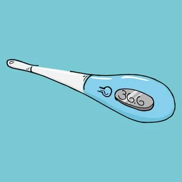 Thermometer icon. Vector illustration of electronic thermometer.  Hand drawn  Stock-Illustration