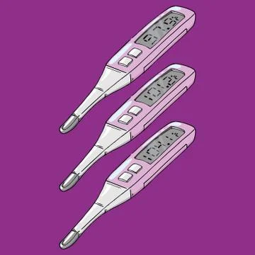 Thermometer icon. Vector illustration of electronic fahrenheit thermometer.   Stock Illustration