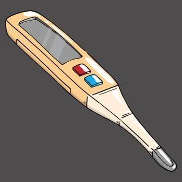 Thermometer icon. Vector illustration of electronic thermometer.  Hand drawn  Stock Illustration