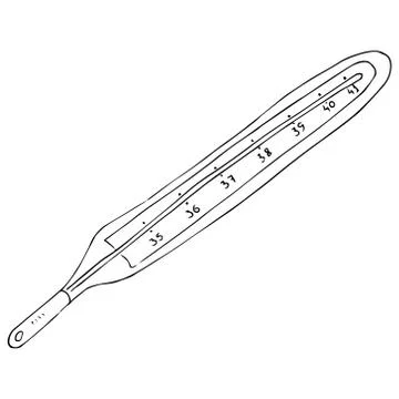 Thermometer icon. Vector illustration of a mercury thermometer. Hand drawn me Stock Illustration