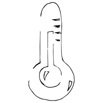 Thermometer icon. Vector illustration of a room thermometer. Hand drawn outdo Stock Illustration