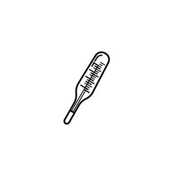 Thermometer icon vector line art medical health tool with white background Stock Illustration