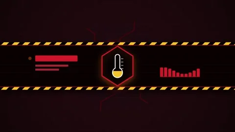 Thermometer Icon Warning Display with Animated Data Visualizations for Syst.. 動画素材 347347477