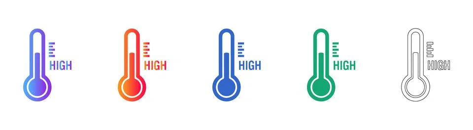 Thermometer Icons with High Level Indicator Stock Illustration