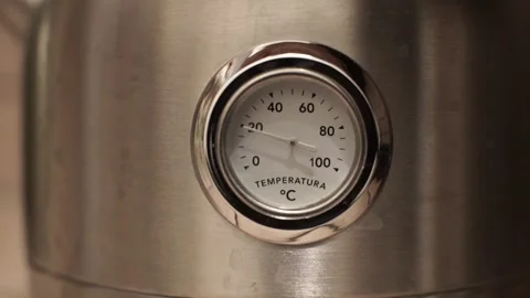 Thermometer indicates rising temperature up to 100 Celsius Stock Footage 119363928