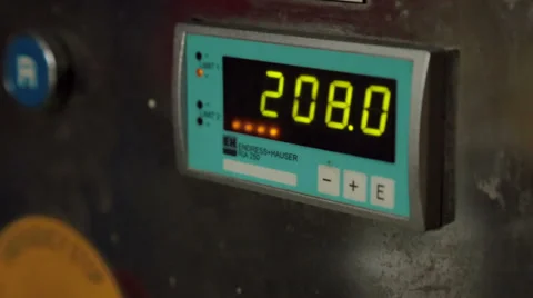 Thermometer on a industrial sealing machine Stock Footage 36196542