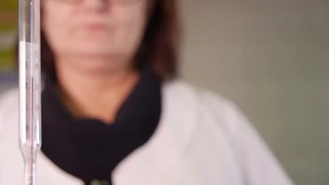 Thermometer, Laboratory assistant examines dairy products Stock Footage 75225264