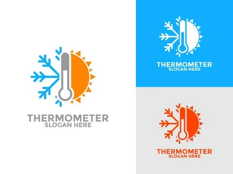 Thermometer logo concept icon vector set isolated, For web design element, .. 스톡 일러스트