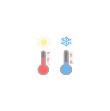 Thermometer - low cold temperature and high, hot temperature. Vector set of w Stock Illustration