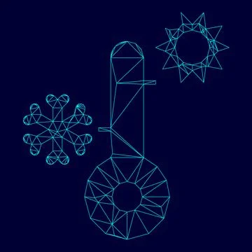 Thermometer low poly triangulation triangulated polygonal electric cyan blue  Ilustración de archivo