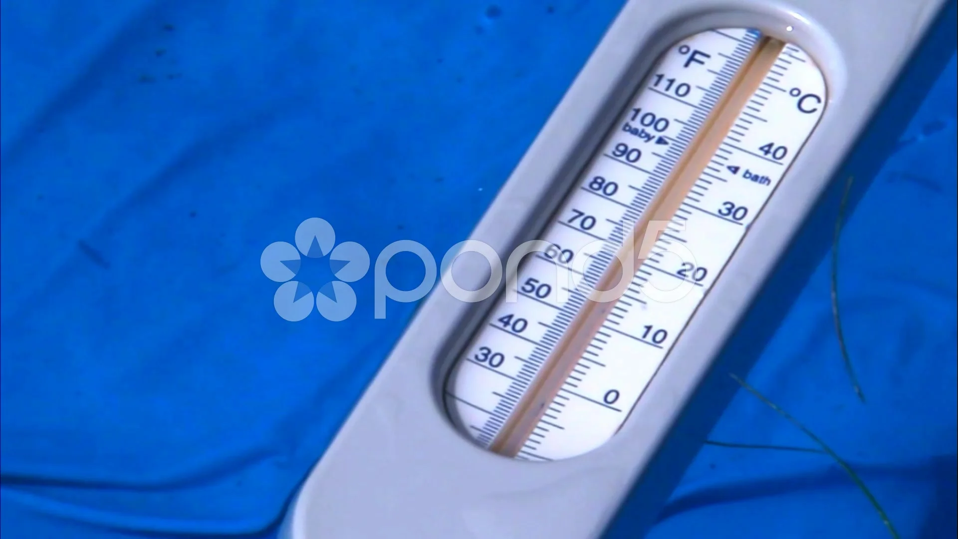 Thermometer measures the temperature of the water. Close up Stock