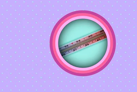 Thermometer for measuring body temperature glass mercury in color packaging Stock Illustration