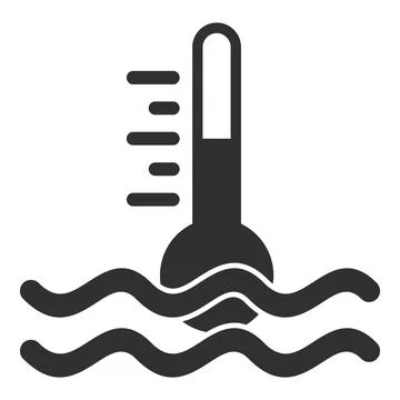 Thermometer measuring high temperature of water waves icon Stock Illustration