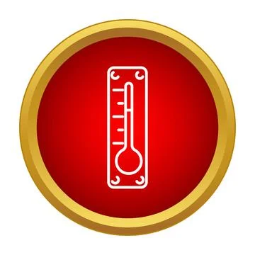 Thermometer measuring temperature in red circular icon Stock Illustration