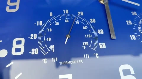 Thermometer with a mechanical pointer indicator Stock Footage 212176296