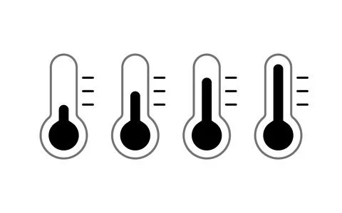 Thermometer with meter levels displaying hot and cold temperatures set. Minim Stock Illustration