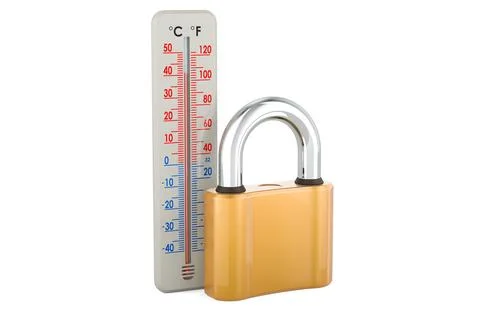 Thermometer with padlock, 3D rendering Stockillustratie