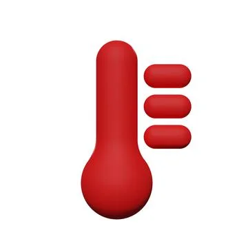 Thermometer red 3d vector icon of hot weather Stock Illustration