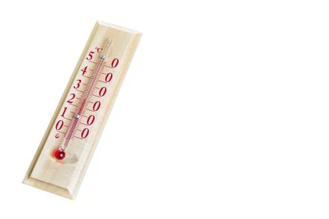 Thermometer with red scale on a white background. Stock Photos
