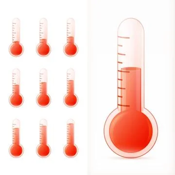Thermometer red set with different states Illustrazione stock