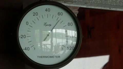 Thermometer with Reflection of a Lake Stock Footage 34280509