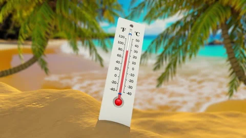 A thermometer on the sand Stock Footage 256888149
