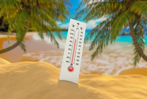 A thermometer on the sand Stock Illustration