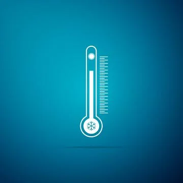 Thermometer with scale measuring heat and cold, with sun and snowflake icon Stock Illustration