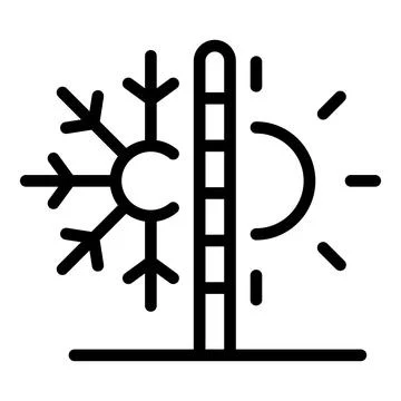 Thermometer separating snowflake and sun, showing climate change and global Stock Illustration